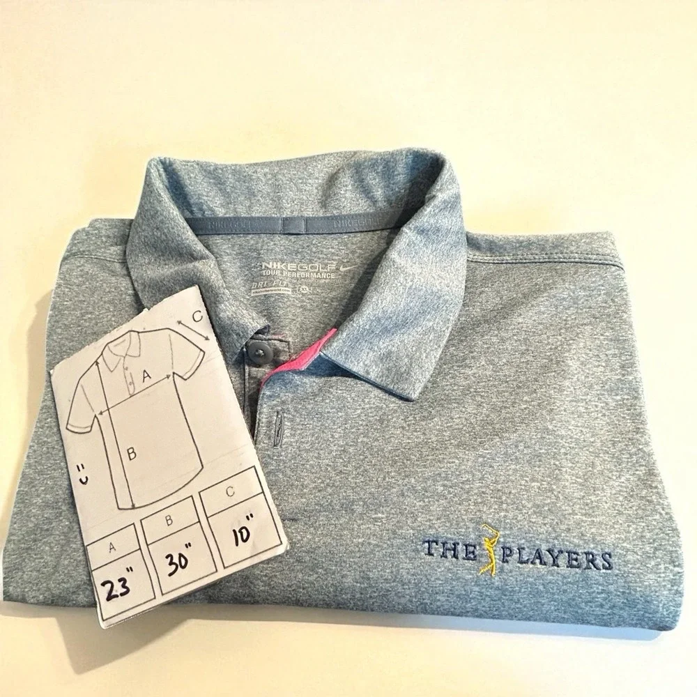 Men's Nike Golf Dri-FIT Tour Performance‎ Polo The Players TPC Gray Pink XL